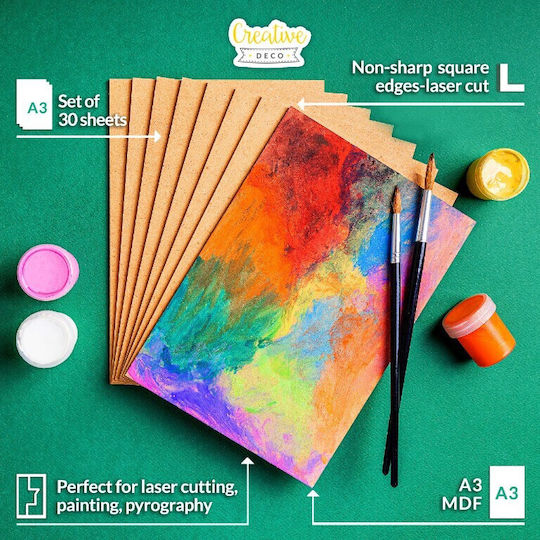 Creative Deco 30 X A3 Mdf Board 420 X 300 X 3 Mm Mdf Boards Crafting Manual Work Ideal Pyrography Laser Cutting Modeling Milling Cnc Plotter Jigsaw
