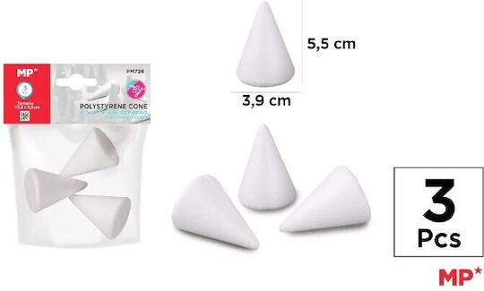 Craft Cone Mp Set of 3 Pieces Styrofoam Ø39x55 mm Pm726