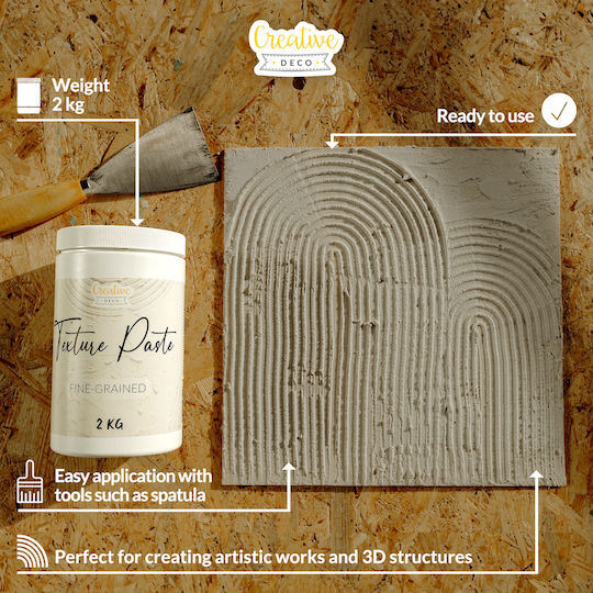 Creative Deco Pastă Structurală Granulație Fină 2kg Albă Masă Fină Proiecte Artistice Pictură Acrilice Ușor de Folosit Spatulă Efecte 3D Texturi Structuri