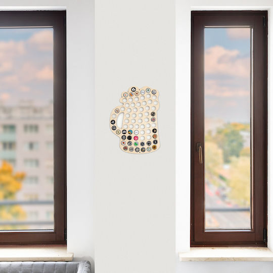 Colecționar de Capace de Bere din Placaj Creative Deco Dimensiune 32,5 X 44 X 0,5 Cm Colecție 70 Capace