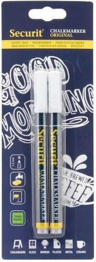 Securit Σετ Μαρκαδόροι Λευκοί 1-2mm 2τμχ