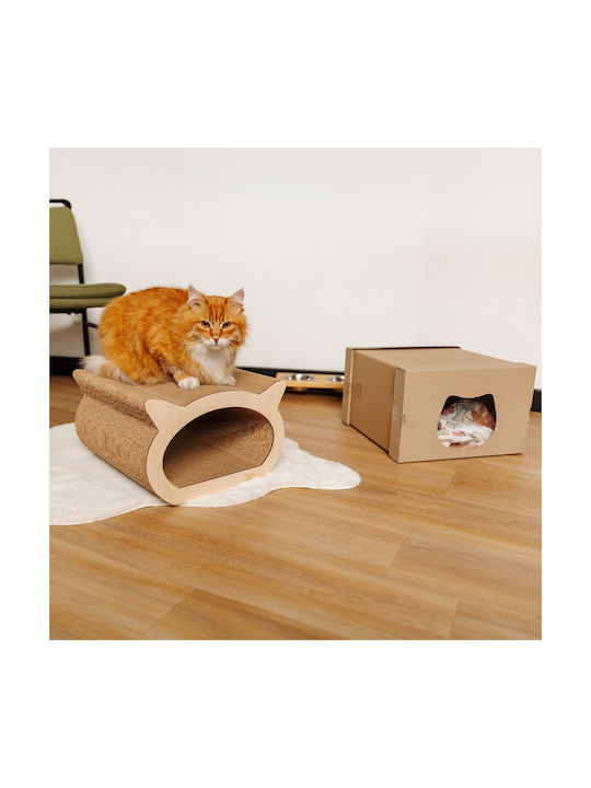 Creative Pets Large Cat Scratcher 37x36x23 Cm 2 In 1 Scratcher + Cardboard House Natural Scratching Cardboard Reinforced Plywood Durable Toy Furniture Cats High Quality Cardboard