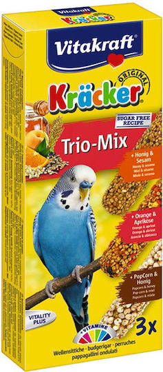Vitakraft Kräcker Trio-Mix Food Sticks for Budgerigars Στικς Μέλι / Πορτοκάλι / Pop Corn 3τμχ 100gr