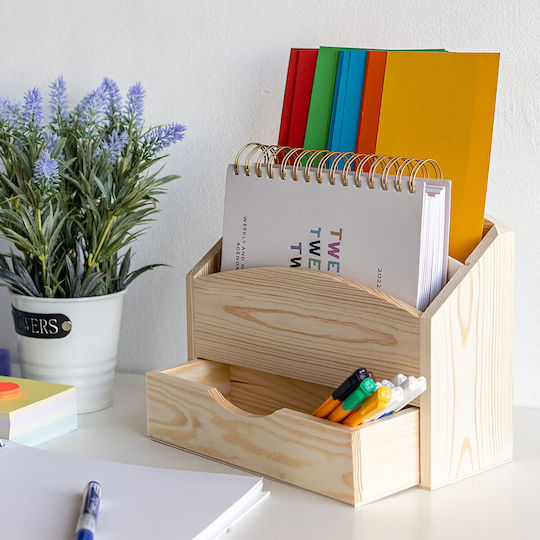 Lemnos Organizator de birou în Culoare Bej 10x20.5x25cm