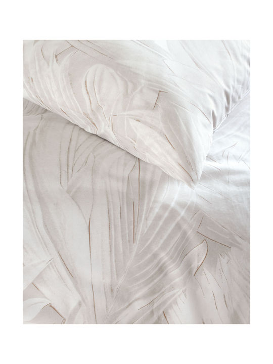 Rythmos Palm Pillowcase Set with Envelope Cover White 50x70cm.