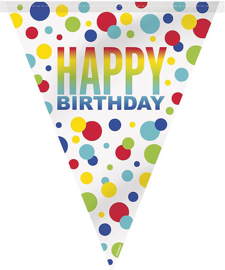 Γιρλάντα Σημαιάκια Happy Birthday Rainbow Spots 365 Εκ