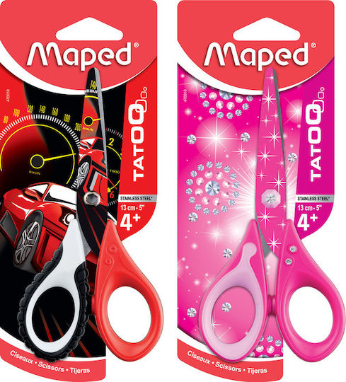 Maped Tatoo Kids Craft Scissors 13cm with Metallic Blade (Miscellaneous Designs/Colors) 12 Pieces