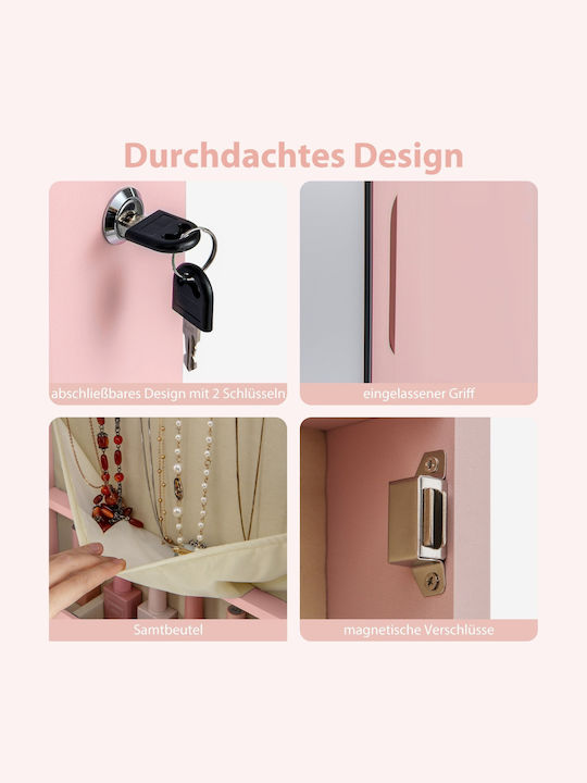 Costway Schmuckkästchen Aufhänger Rosa 35,5x10x120cm