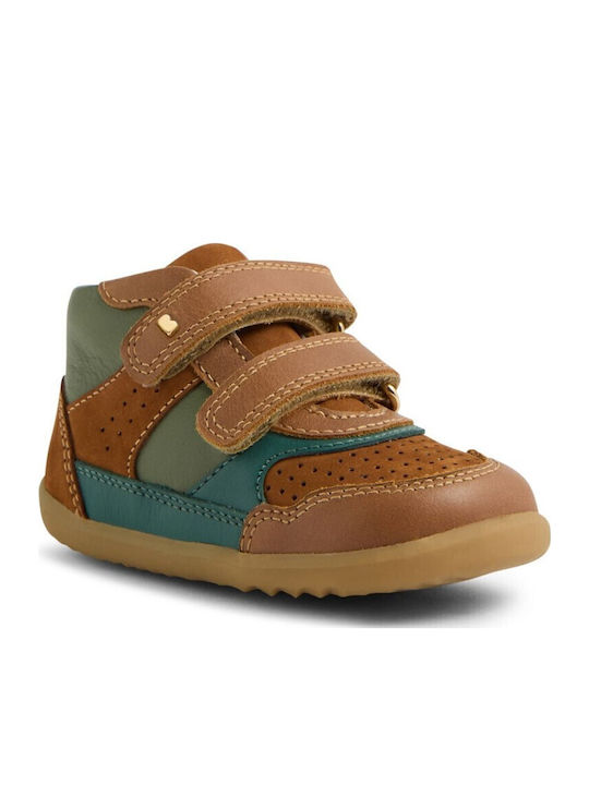 Kids Sneakers High with Hoop & Loop Closure Brown