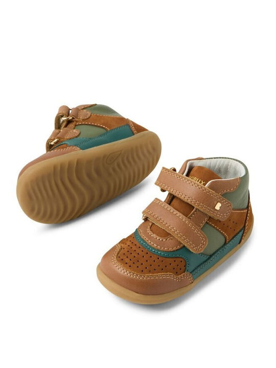 Kids Sneakers High with Hoop & Loop Closure Brown