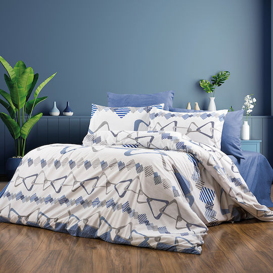 Dimcol Сет Чаршафи 220x240см. White-blue 4бр