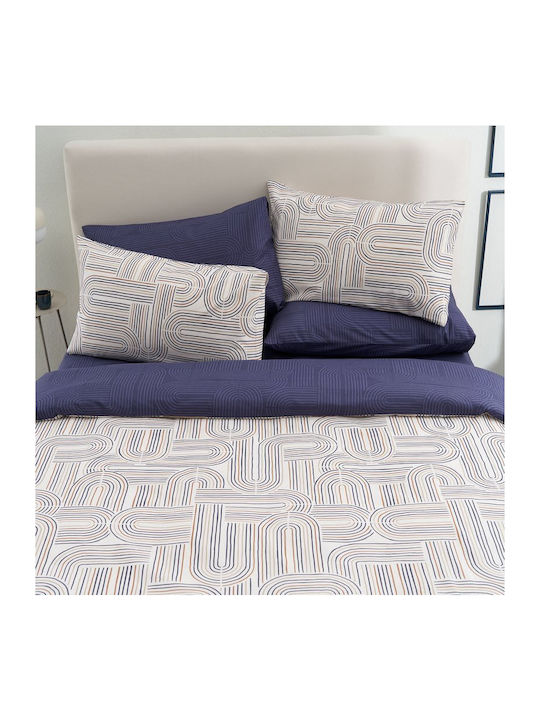 Vesta Home Σετ Παπλωματοθήκη Βαμβακερή Μονή με Μαξιλαροθήκη 170x240cm Lorena Πετρόλ-γκρι