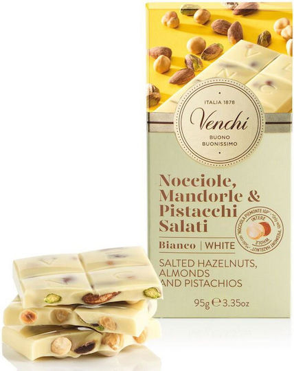 Venchi Chocolate White Peanuts & Almonds Gluten-Free 100gr