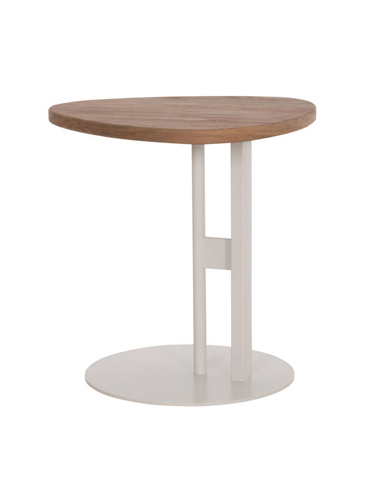 Round Side Coffee Table Alper Wooden Sonoma-Metal White W50xL50xH50cm