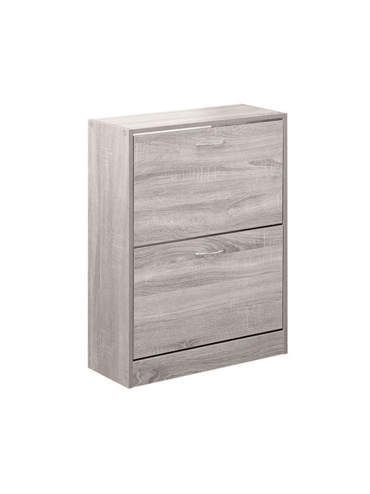 Wooden Shoe Organizer with 2 Shelves Gray 60x24x80cm