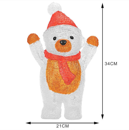Bakaji Bakaji Standing Acrylic Bear Figure LED Christmas Suitable for Outdoor Indoor Spaces