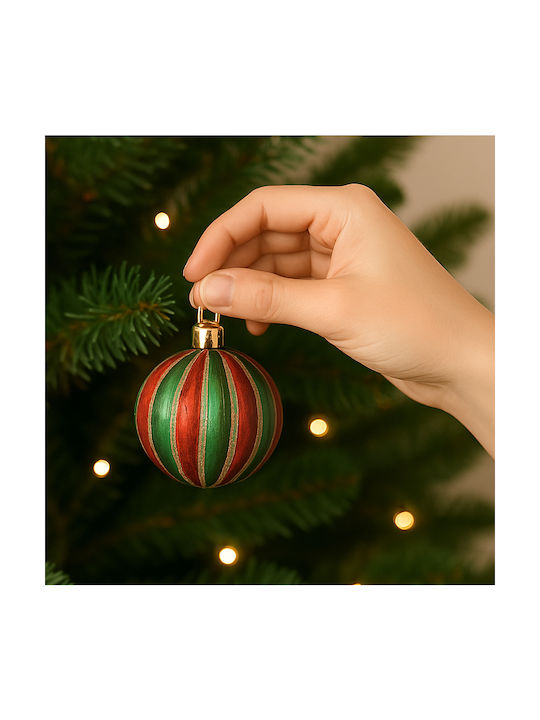 Bakaji Set of 24 Christmas Tree Balls Red Green Decorative Spheres 6cm 02842858