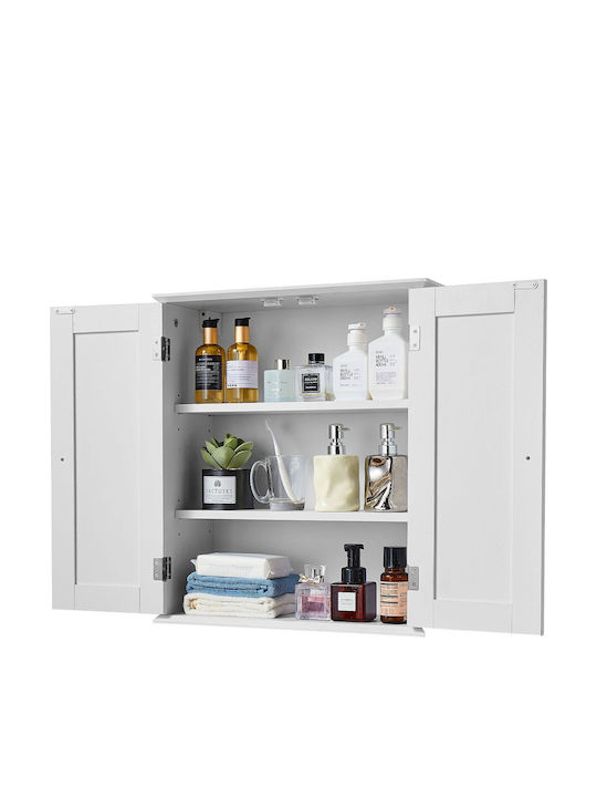 Vevor Wall Mounted Bathroom Shelf Wooden 53x24x61cm White