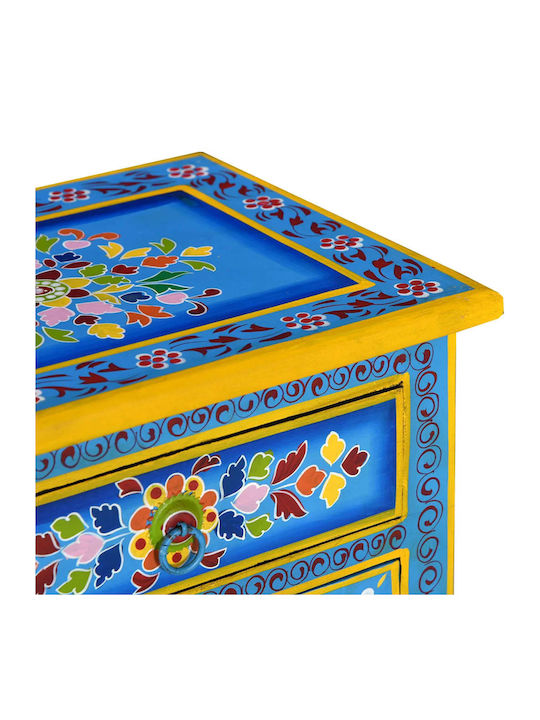 Bedside Table Made of Solid Blue Wood 40x30x50cm