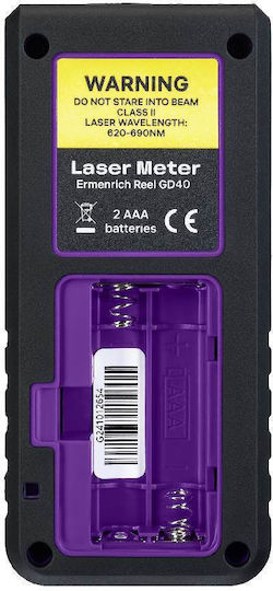Laser Measurer Ermenrich Reel Plus Gd40 3-line Display Up To 40 Meters Measuring Range Horizontal Vertical Bubble Level Black