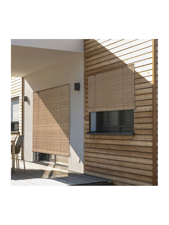 Atmosphera Rattan Effect Στόρι Σκίασης Μπαμπού σε Καφέ Χρώμα Π150xΥ180εκ.