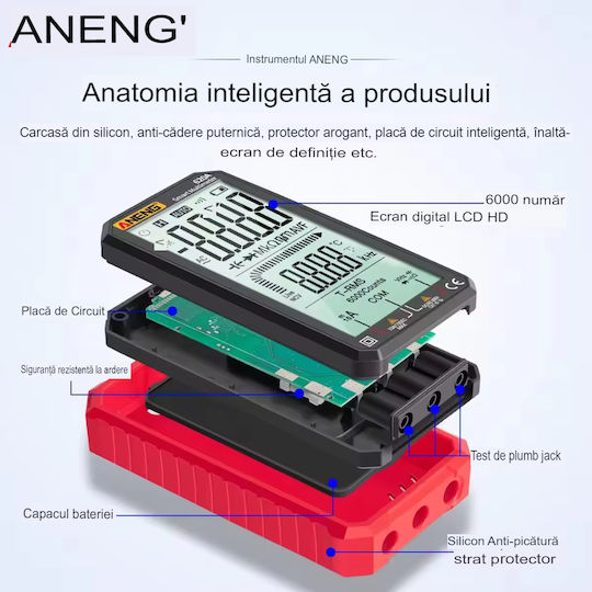 Aneng Aneng 620A Ψηφιακό Πολύμετρο True RMS με Buzzer με Μέτρηση AC / DC / Θερμοκρασίας True RMS