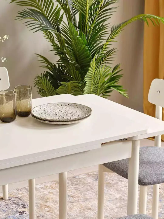 Set Mobila Living Extensibil Alb – 4 Scaune + 1 Bancă 108x69x73cm