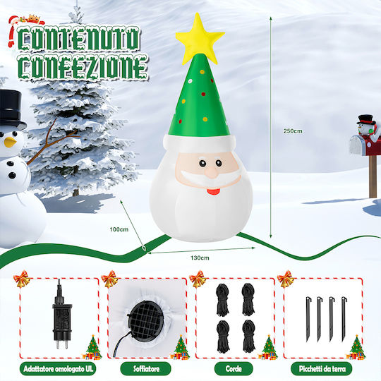 Outdoor Inflatable Illuminated Santa Claus White 250x100x130cm