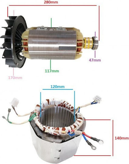Stator Rotor Generator 5-6 Kw Gx 390 188 Cupru Monofazat
