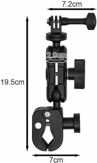 Стойка За Екшън Камера GoPro Огледало Кормило Мотоциклет 360° 19.5см Mdl3532b-dlj Motowolf
