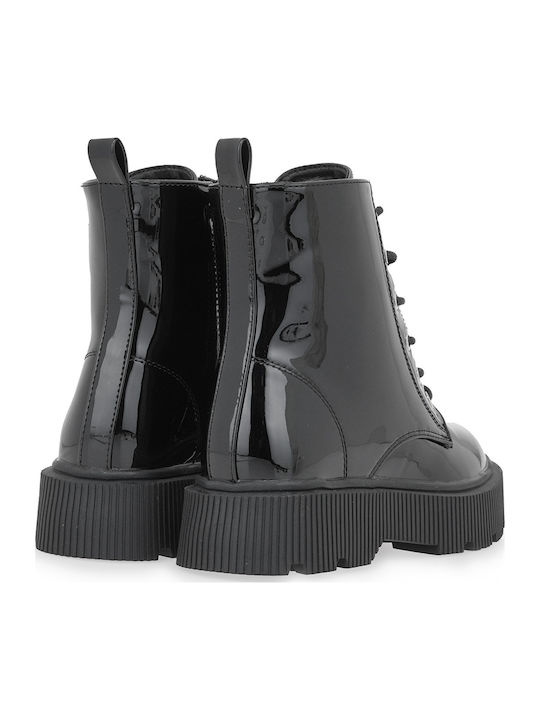 Anatomical Leather Kids Boots with Laces Black