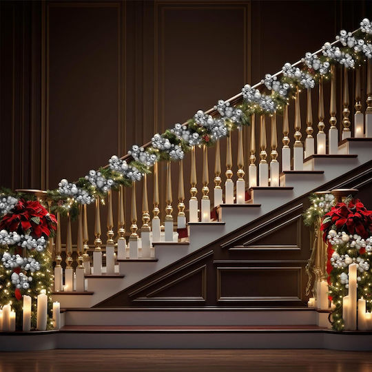 Bakaji Lighted Christmas Garland Silver 180x9.5cm 1pc
