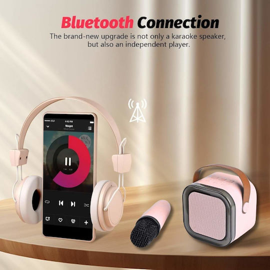 Uncle George Boxă Karaoke Cu Microfon Wireless Și Efecte De Iluminare Roz