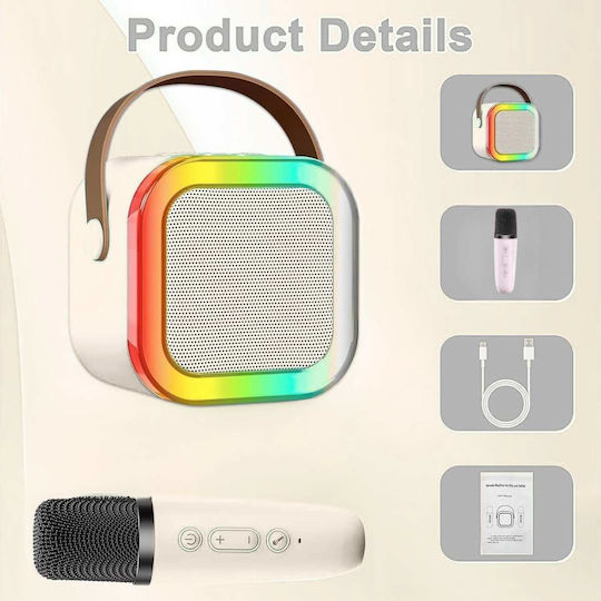 Uncle George Boxă Karaoke cu Microfon Wireless și Efecte de Iluminare Bej 09.04.01-0005-WHT