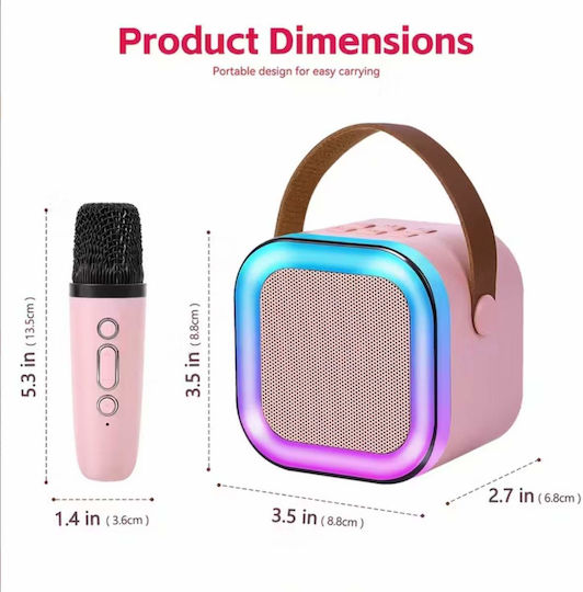 Uncle George Boxă Karaoke Cu Microfon Wireless Și Efecte De Iluminare Roz