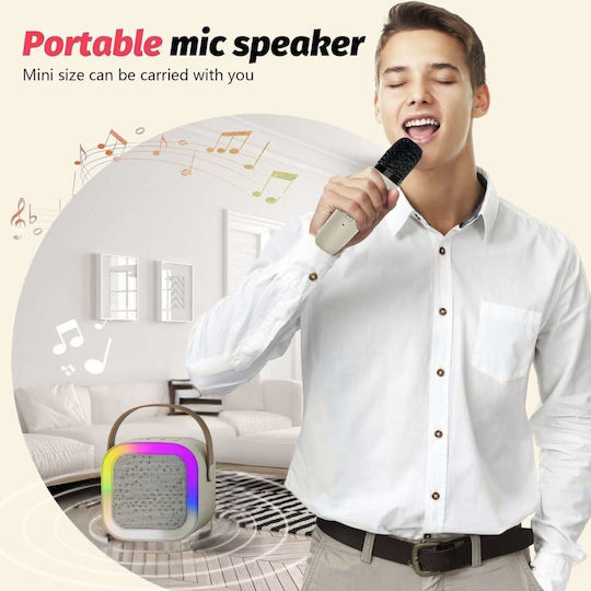 Uncle George Boxă Karaoke cu Microfon Wireless și Efecte de Iluminare Bej 09.04.01-0005-WHT