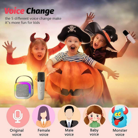 Uncle George Boxă Karaoke cu Microfon Wireless și Efecte de Iluminare Bej 09.04.01-0005-WHT