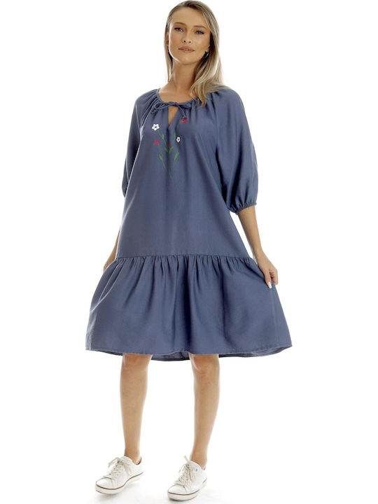 Sommer Midi Kleid Blau