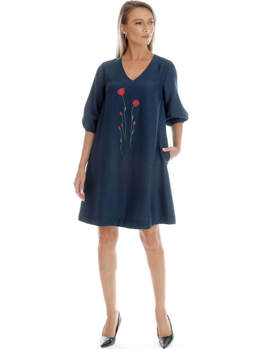 Summer Mini Drape Dress Navy Blue