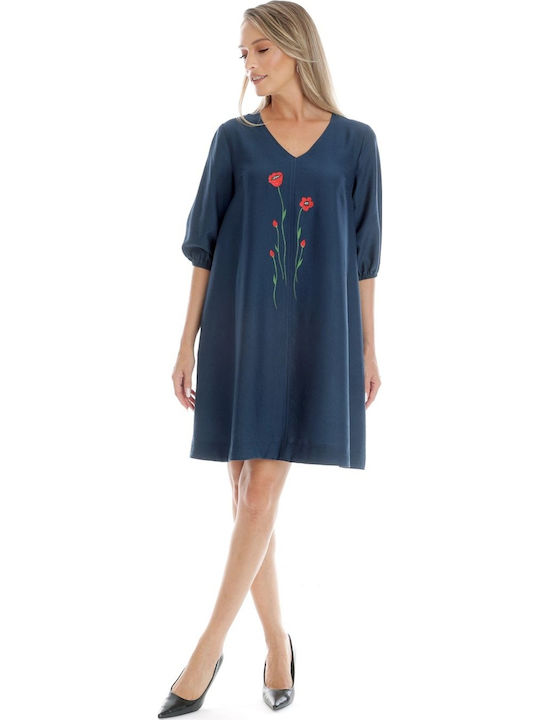 Summer Mini Drape Dress Navy Blue