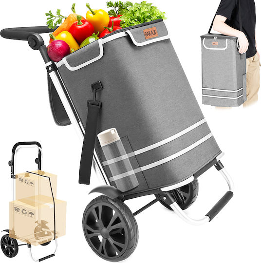 Kunststoff Einkaufswagen Klappbar Gray 56Es