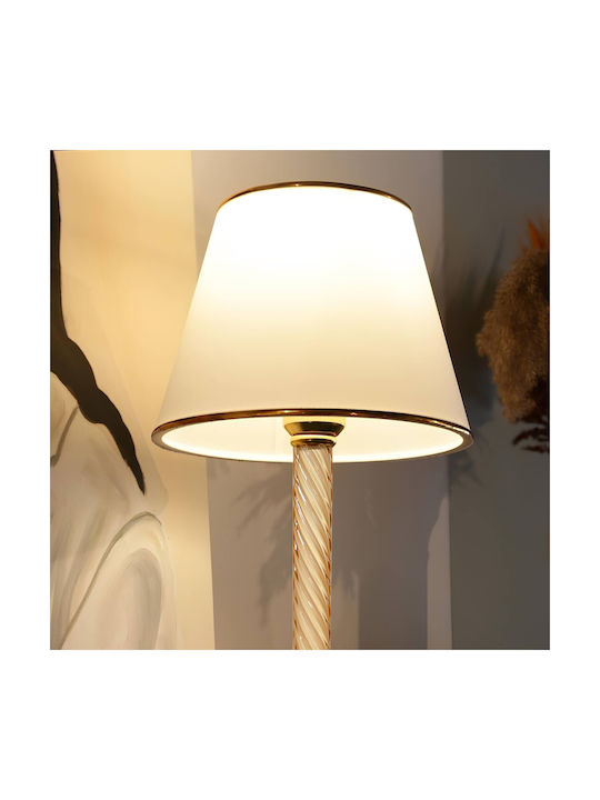 Opviq Table Lamp for Socket E27 with White Shade and Gold Base