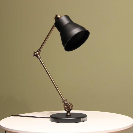 Opviq Table Lamp for Socket E14 with Black Shade and Base