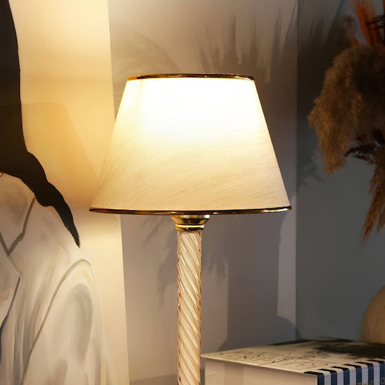 Opviq Table Lamp for Socket E27 with Beige Shade and Gold Base