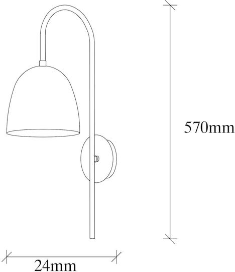 Opviq Leuchte Wand mit Fassung E27 Schwarz 16cm