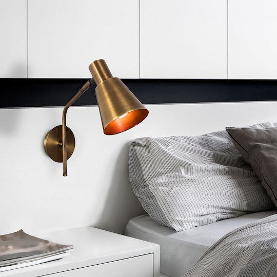 Opviq Sivani Wandleuchte mit Lampenbirnensockel E27 Gold 14cm