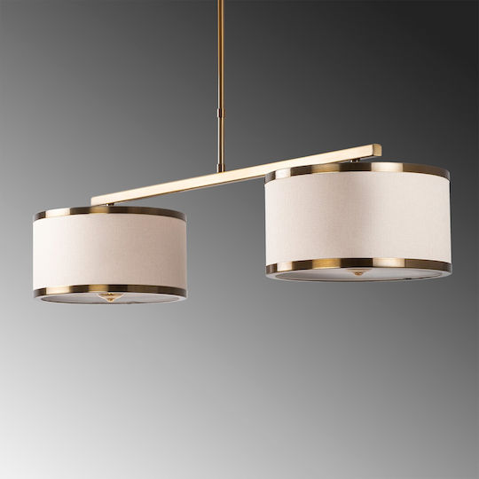 Opviq Beige Κρεμαστό Φωτιστικό Μπεζ Ράγα με Ντουί E27 100x30x37εκ.