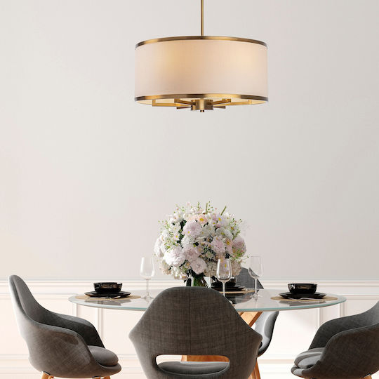 Opviq Cream Κρεμαστό Φωτιστικό Λευκό με Ντουί E27 60x60x83εκ.
