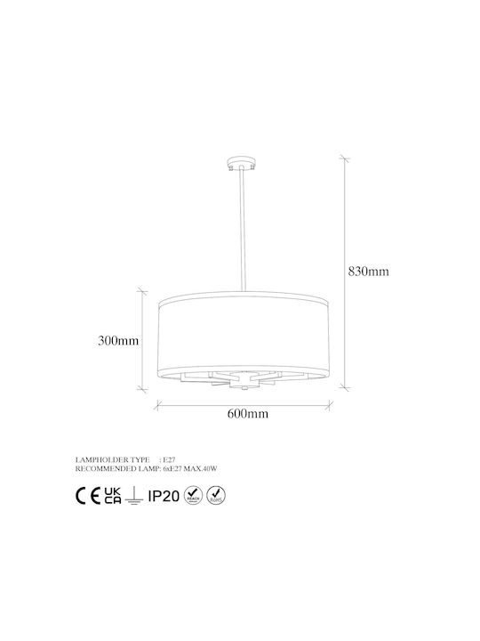 Opviq Cream Pendant Light White with Socket E27 60x60x83cm