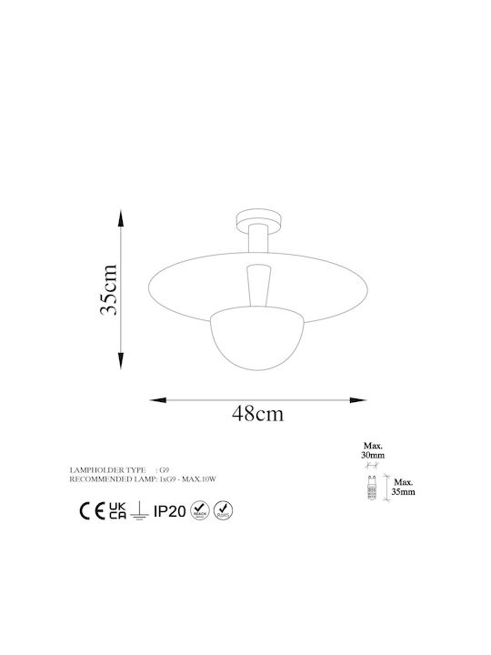Opviq Kurt Pendant Light Orange with Socket G9 48x48x35cm